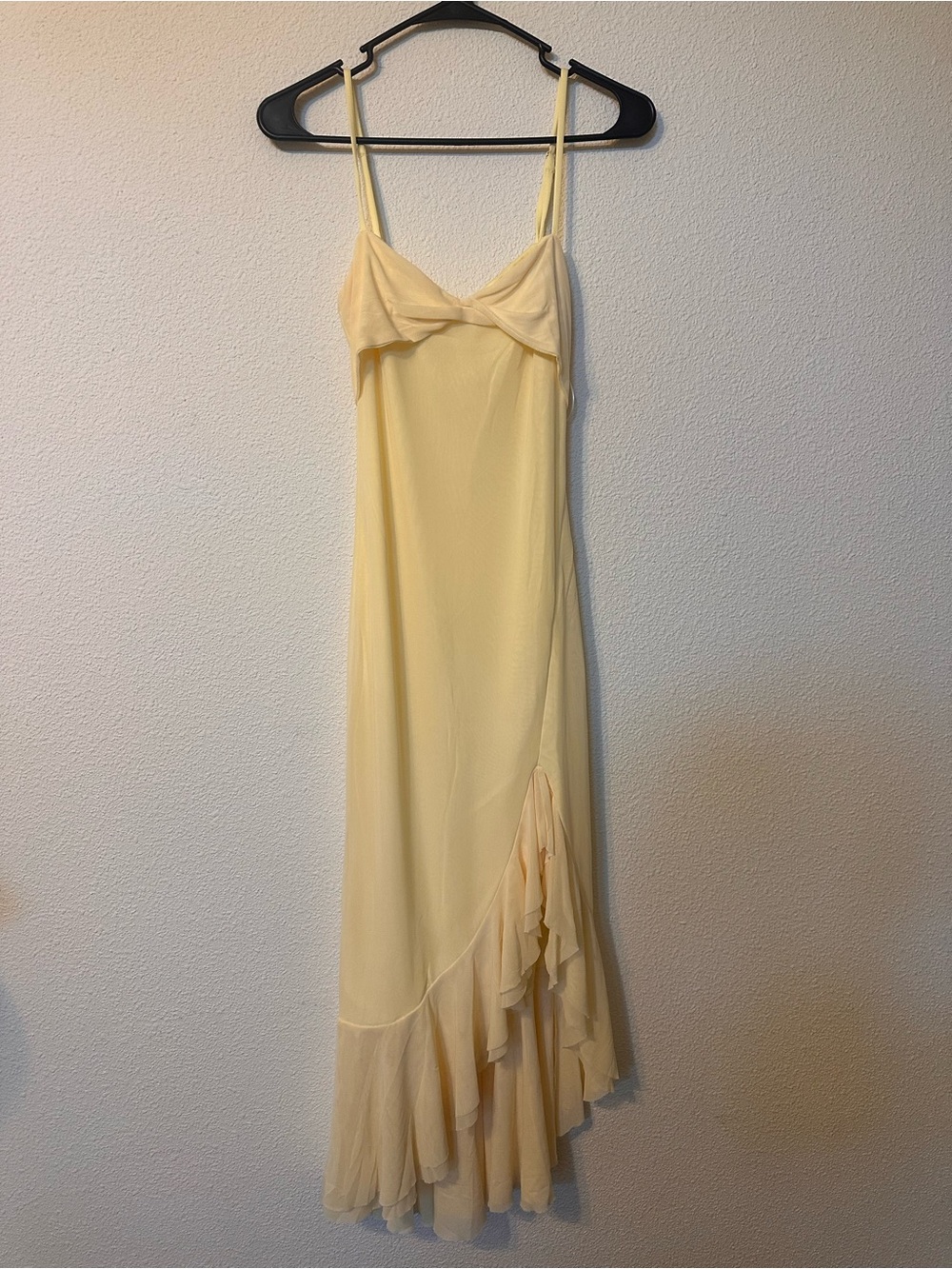 Hello Molly Cream High-Low Ruffle Slip Dress